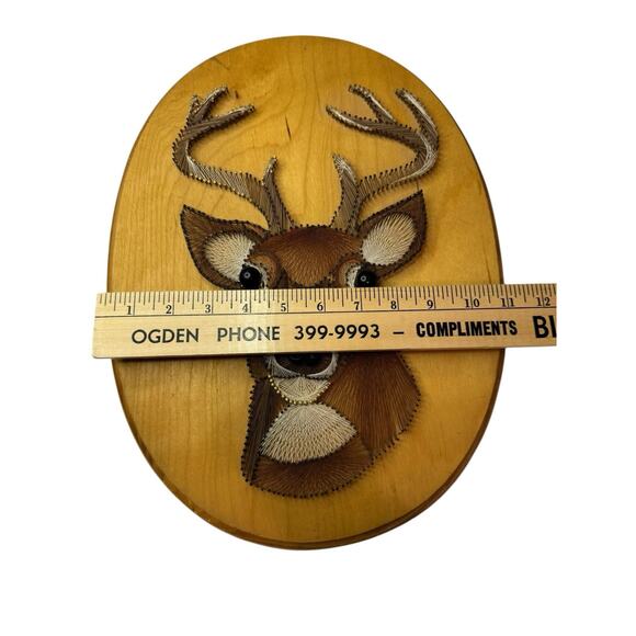 Vintage 70s Deer Buck String Nail Art Wood Picture Gallery Wall Stag Kitschy - Picture 2 of 5